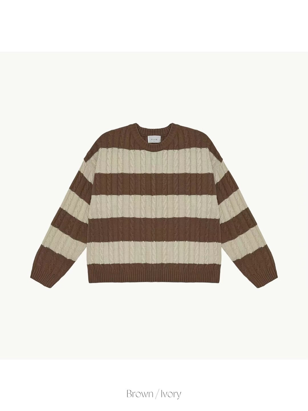 麻花紋拼色間條針織衫