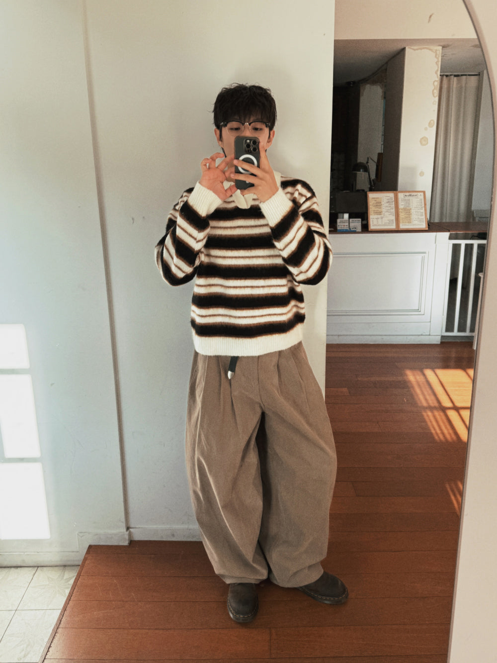 刷毛橫間翻領針織衫｜3色入