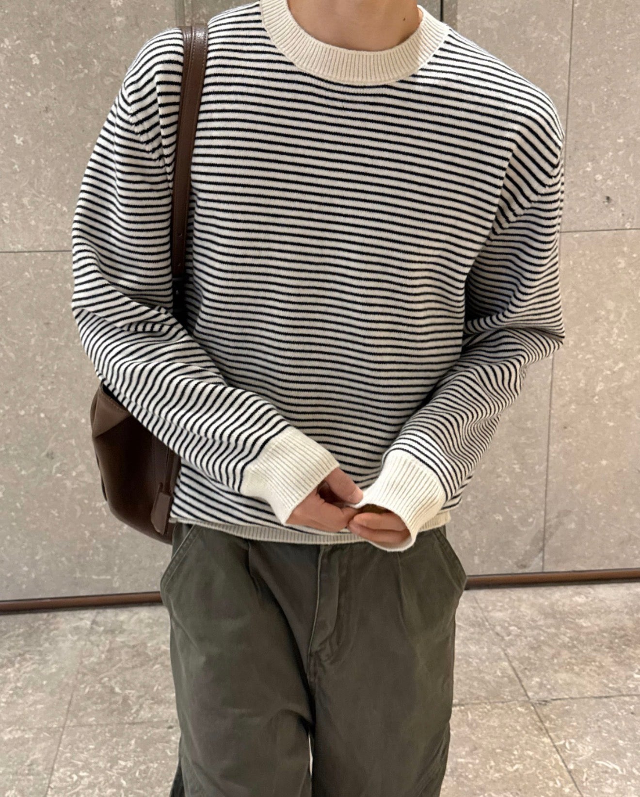 莫代爾圓領橫間針織衫｜3色入