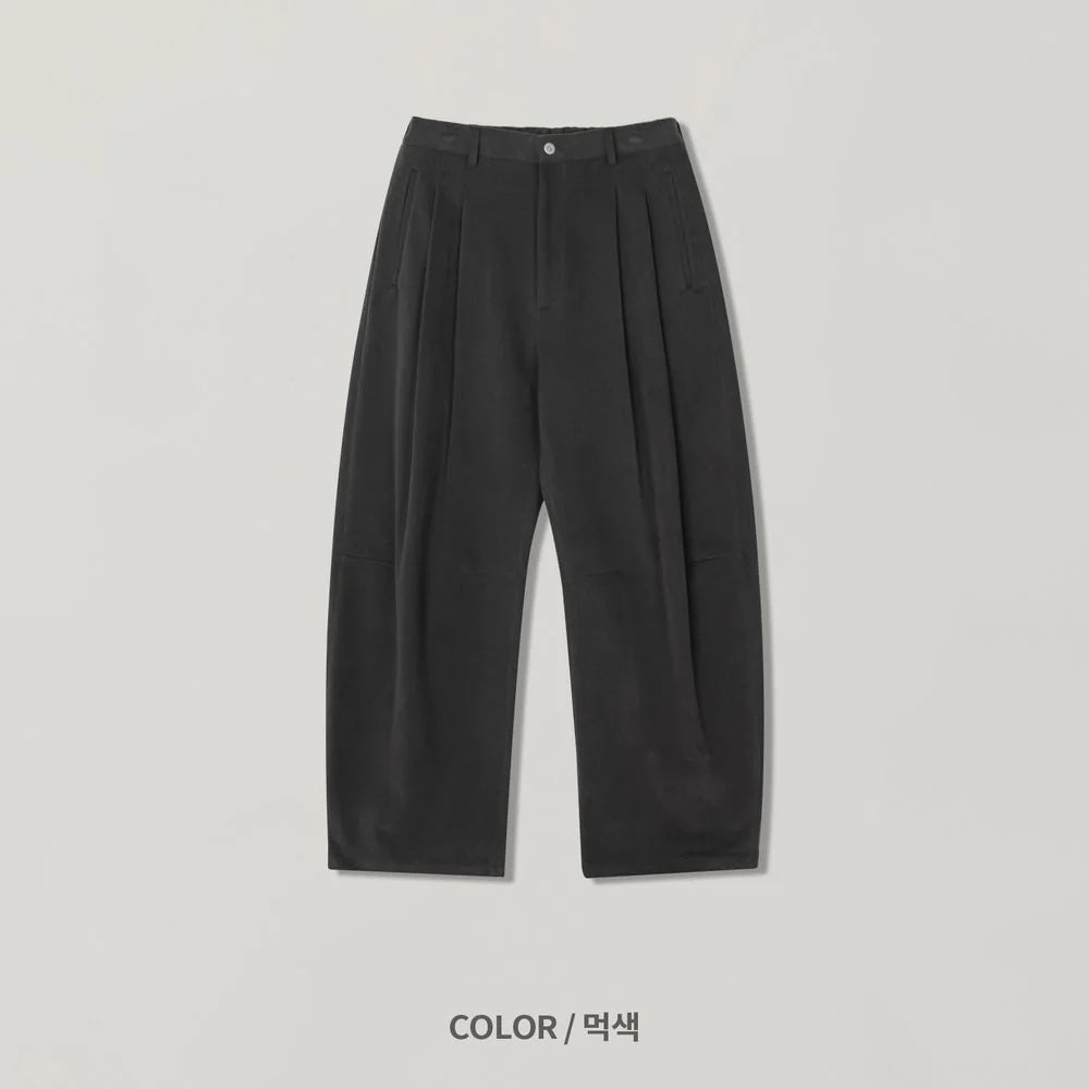 無負擔剪裁加分！韓系弧形雙褶休閒褲｜4色入