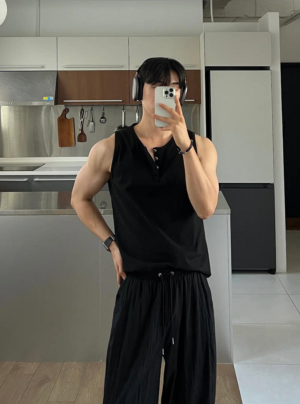 Gym Bro系列🏋️線條鈕扣坎肩背心｜3色入