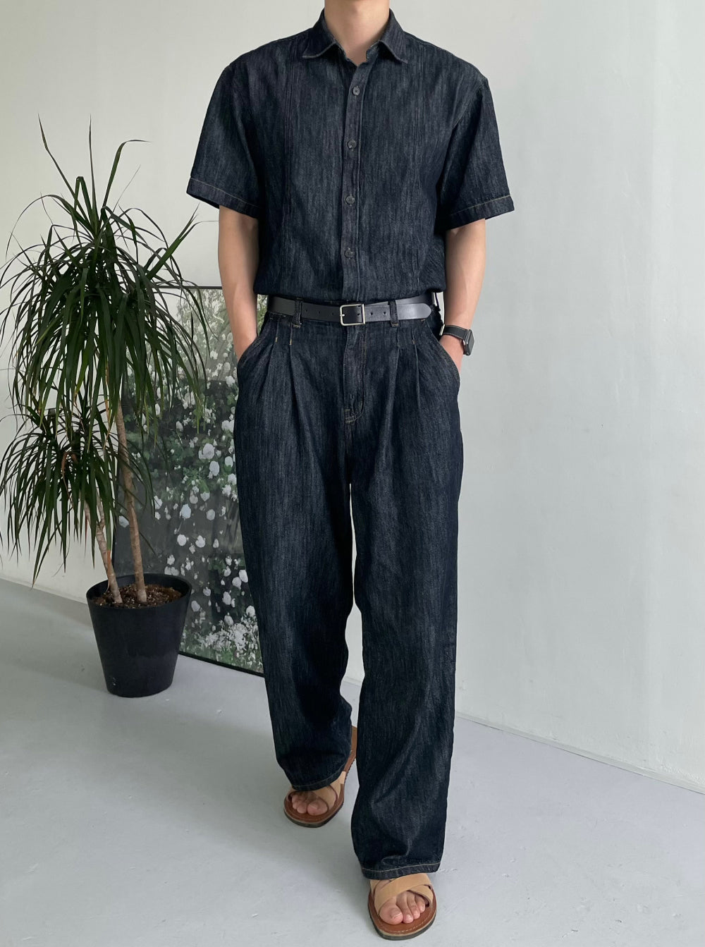 PREMIUM Set👑水洗牛仔短袖恤衫｜1色入