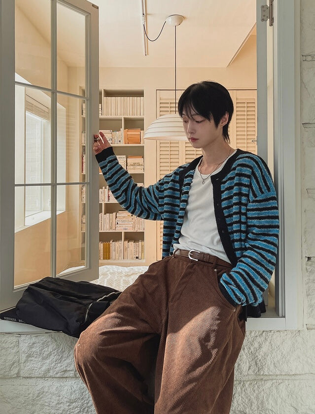 軟糯手感！短款橫間開胸針織外套｜2色入