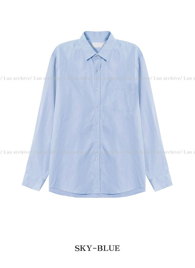 回饋價🧧韓製Pocket口袋基礎款長袖恤衫｜15色入