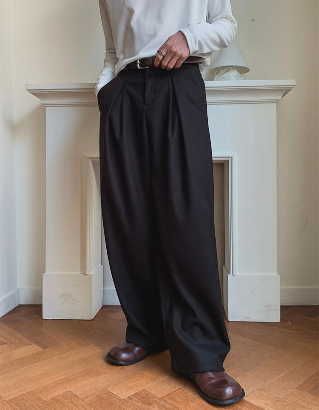 韓版基礎寬鬆西褲｜3色入