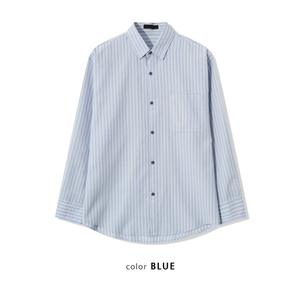 四季皆可穿！泡泡棉短款條紋恤衫｜3色入