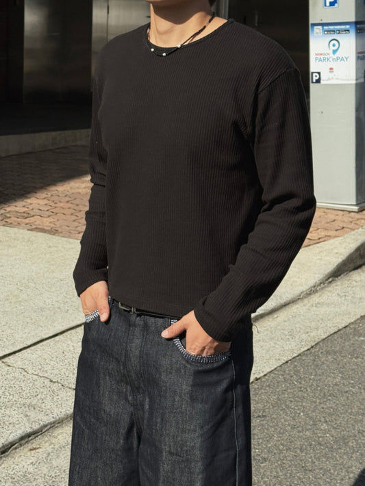 Gym人必備！窩夫紋短款長袖Tee￼