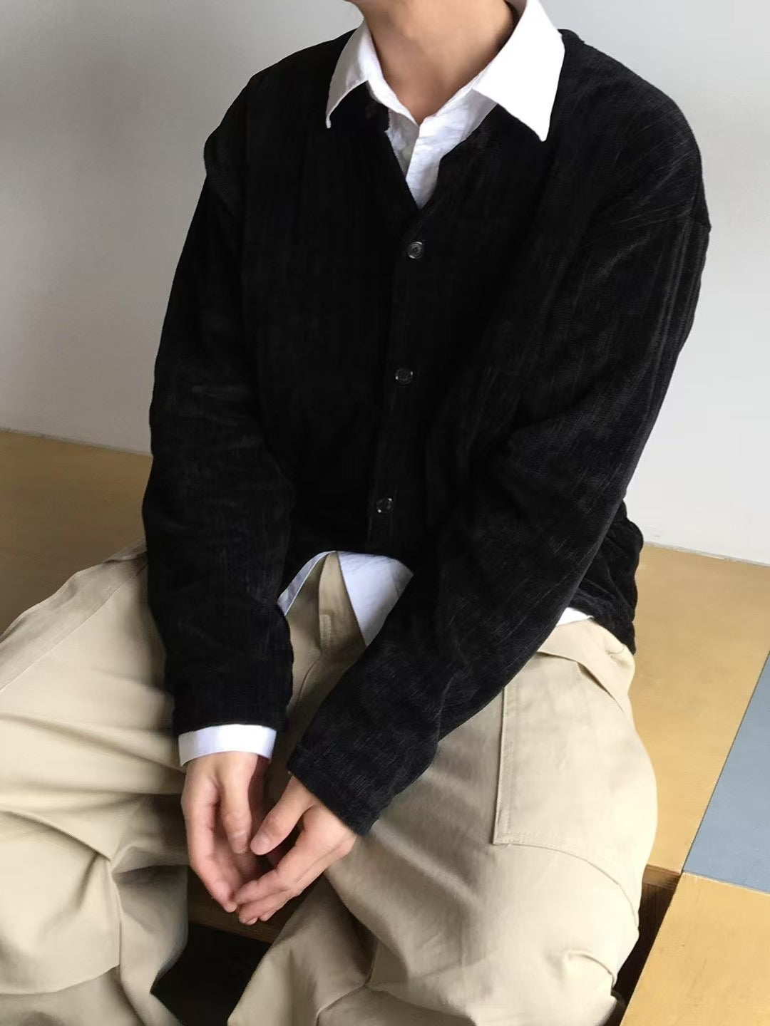 [型男必備]紋理質感春夏薄款開胸外套