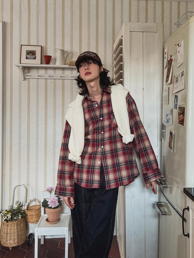 秋冬休閒格紋恤衫｜10色入