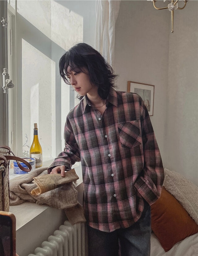 秋冬休閒格紋恤衫｜10色入