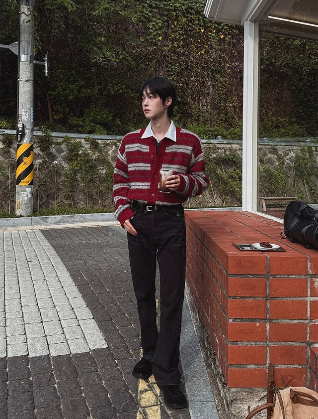 節日感Max！拼色橫間開胸針織外套｜2色入