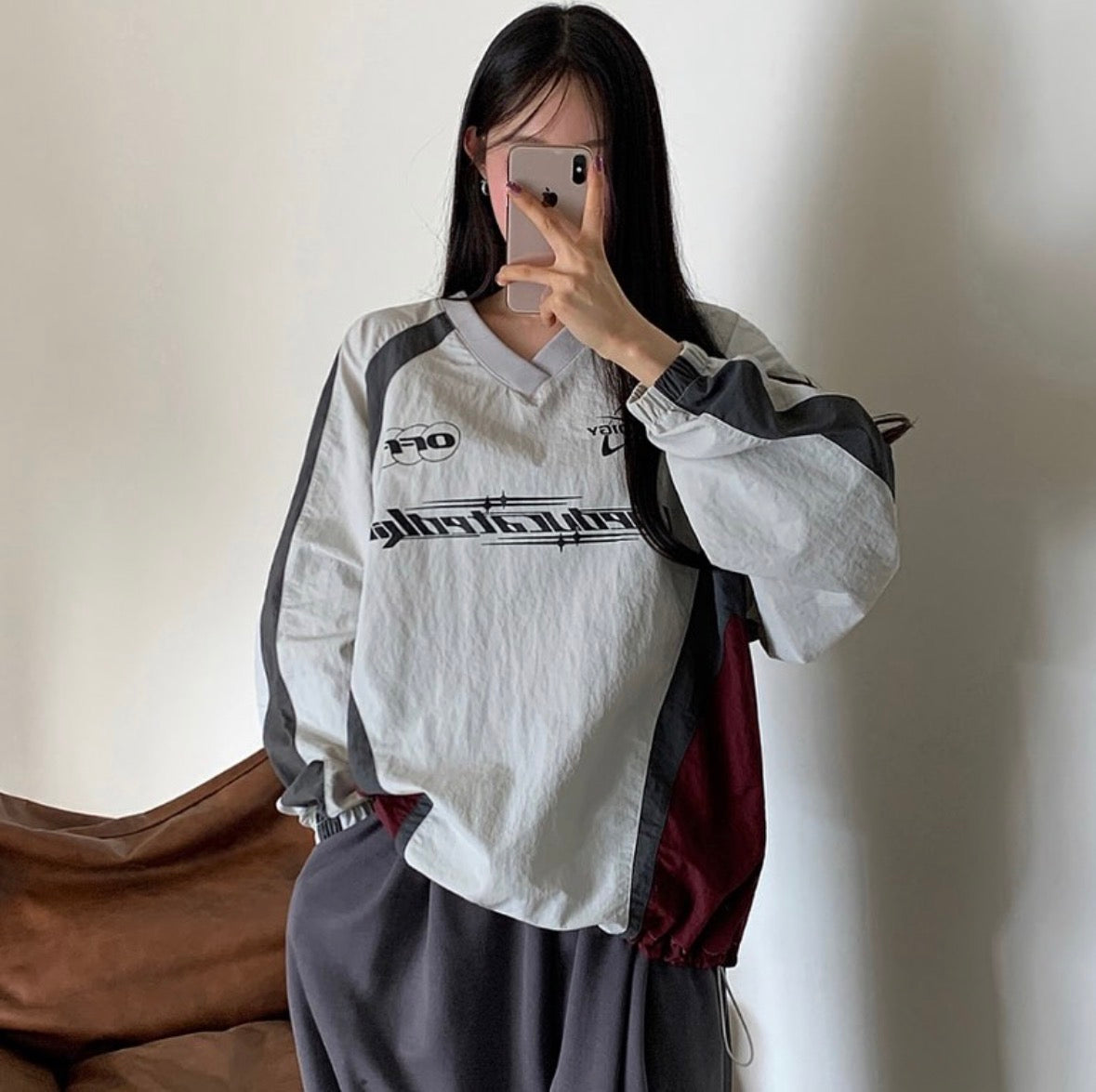 入秋必備!OFF 尼龍拼布印花衛衣
