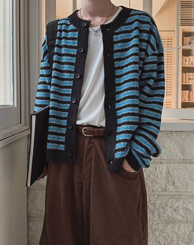 軟糯手感！短款橫間開胸針織外套｜2色入