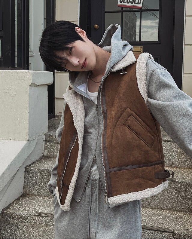 冬日感MAX ❄️皮革拼接背心Jacket｜2色入