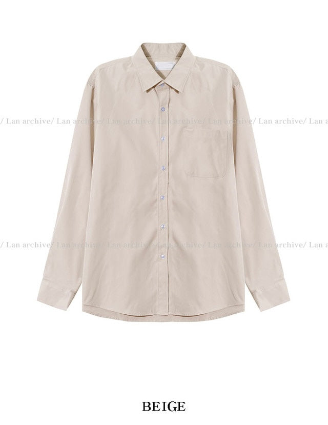 回饋價🧧韓製Pocket口袋基礎款長袖恤衫｜15色入