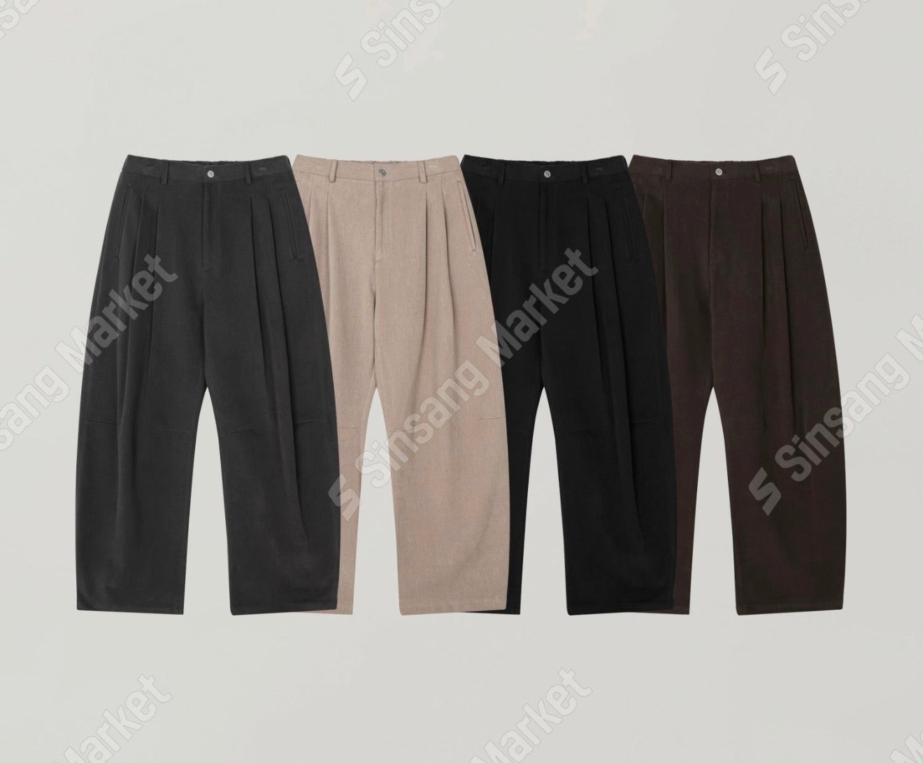 無負擔剪裁加分！韓系弧形雙褶休閒褲｜4色入