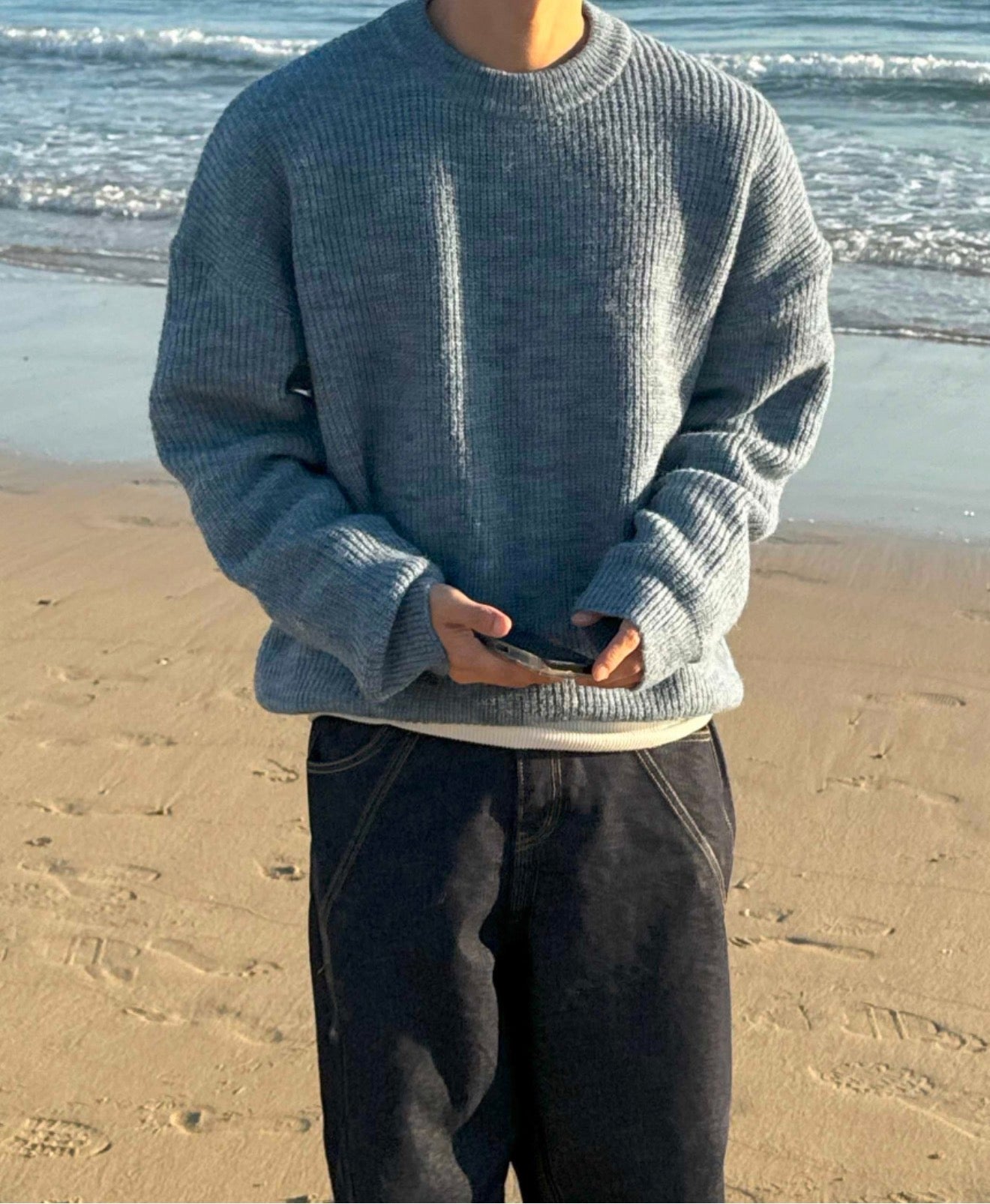 男友感Max！混色羊毛混紡寬鬆針織衫｜4色入