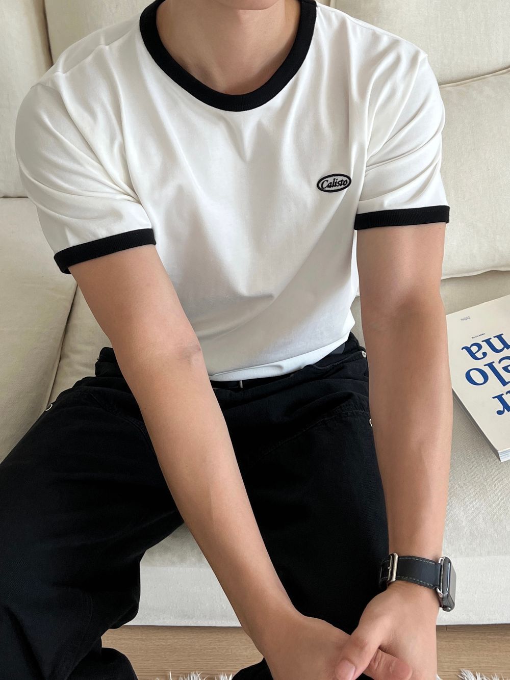 Caliso復古純棉撞色短袖｜3色入