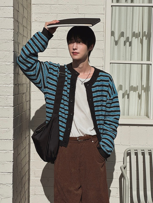 軟糯手感！短款橫間開胸針織外套｜2色入