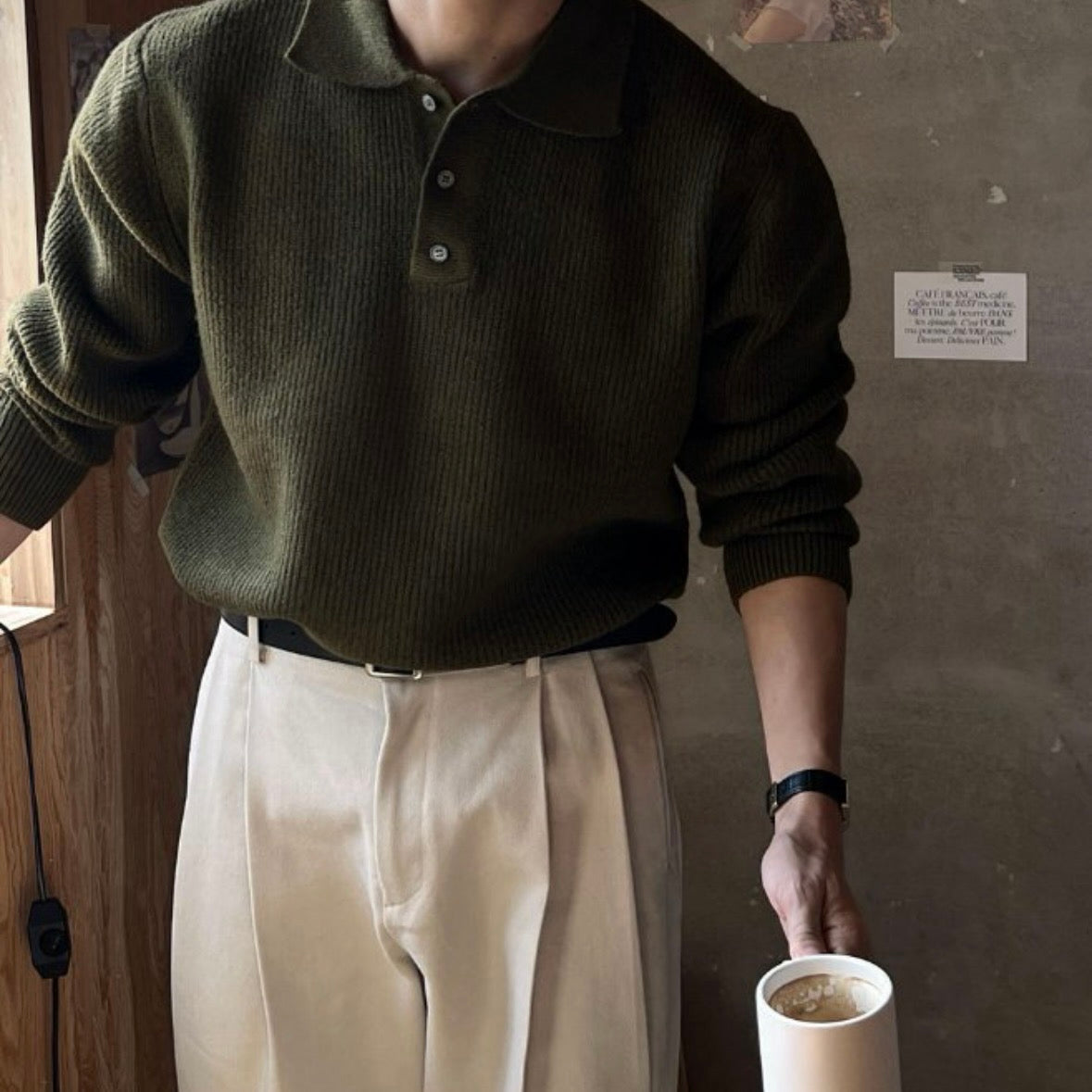 (休閑穩重感！)純色翻領POLO針織上衣｜9色入