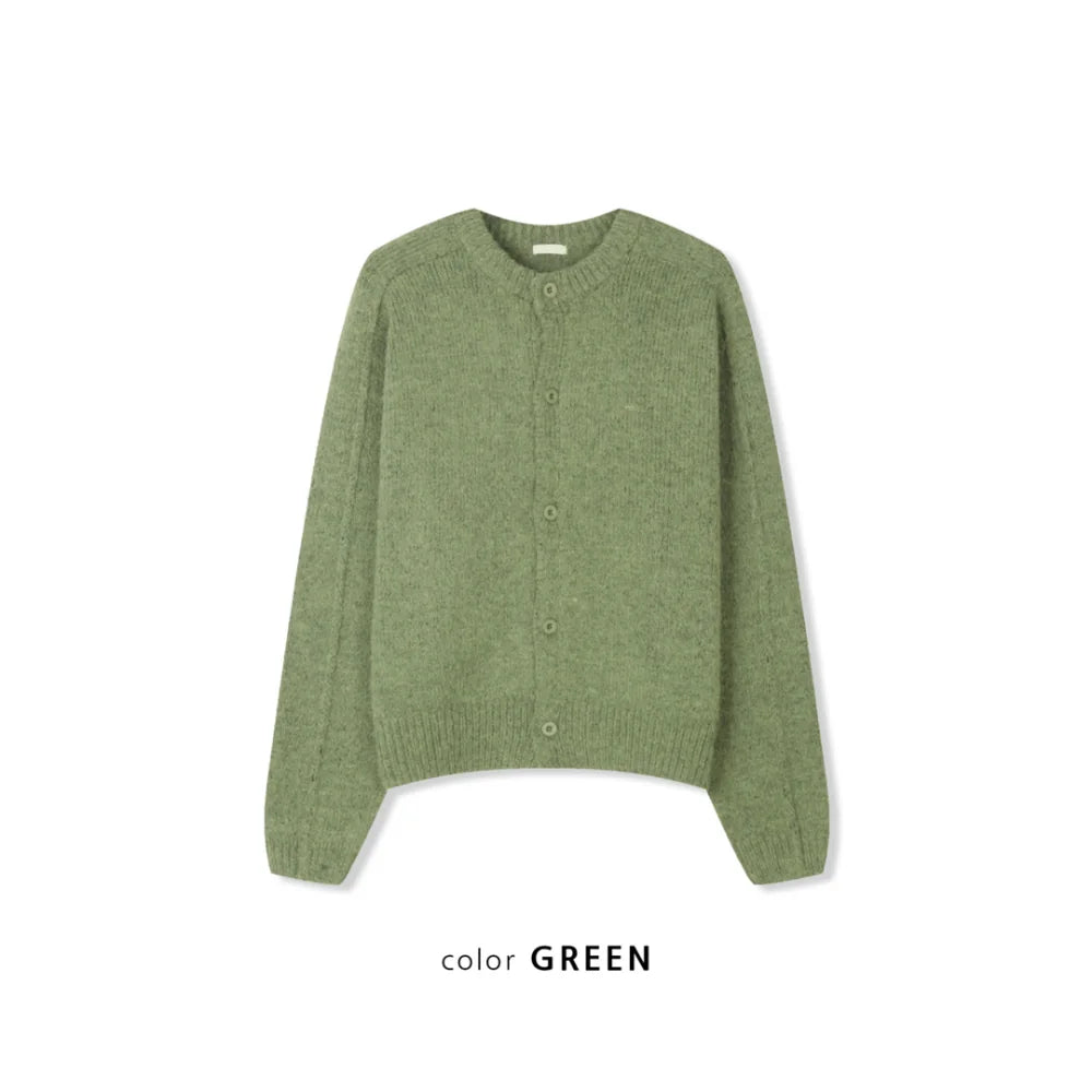 立體剪裁顯肩闊💪🏻圓領短款開胸針織衫｜6色入