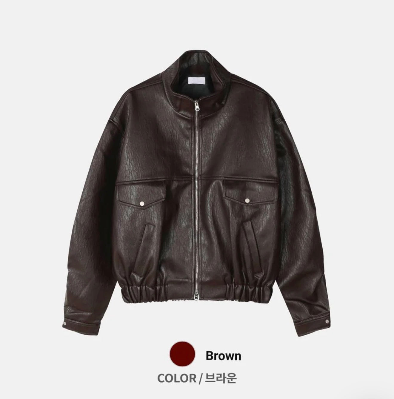 拒絕膠皮！質感紋理復古皮褸｜2色入