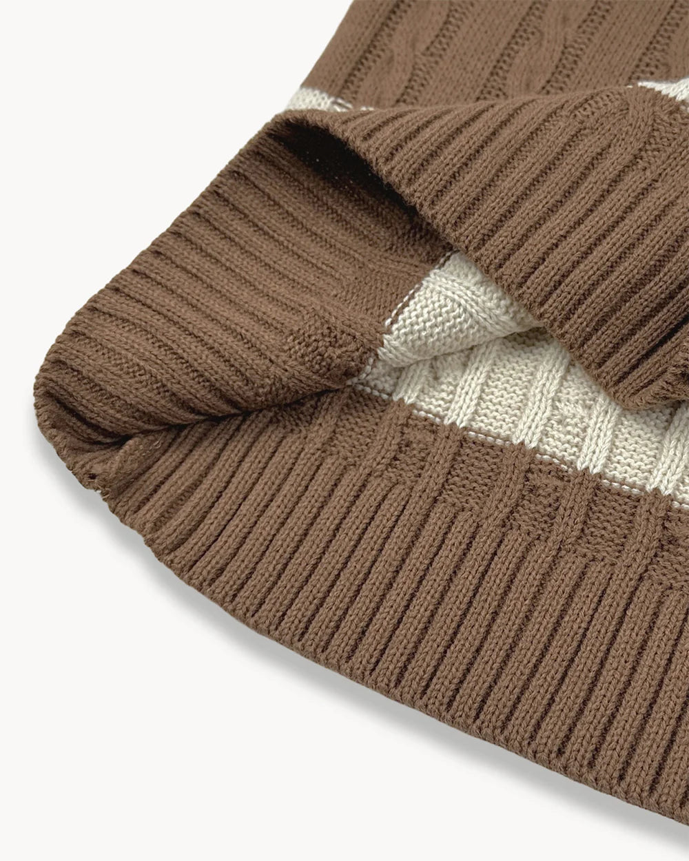 麻花紋拼色間條針織衫