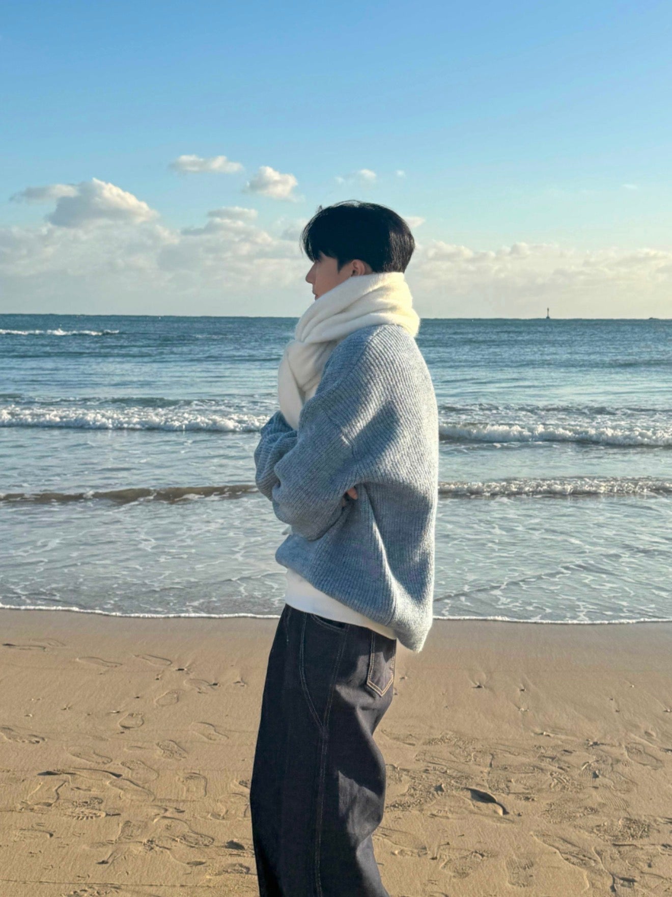 男友感Max！混色羊毛混紡寬鬆針織衫｜4色入