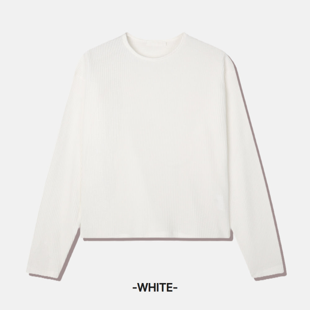 Gym人必備！窩夫紋短款長袖Tee￼