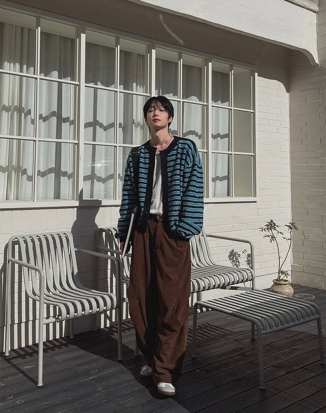 軟糯手感！短款橫間開胸針織外套｜2色入