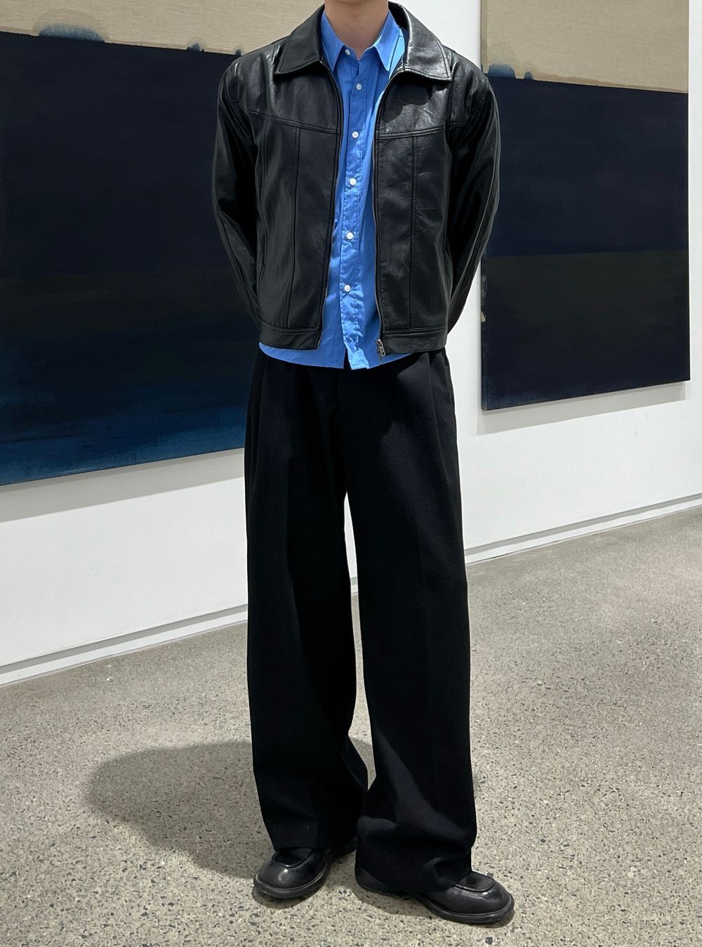 低調光澤感！植物性純素寬鬆短皮褸｜2色入