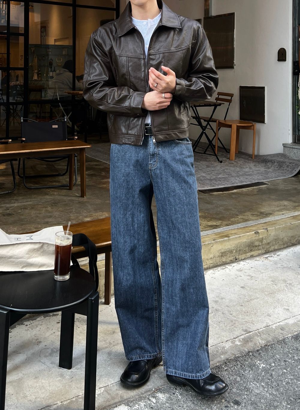 低調光澤感！植物性純素寬鬆短皮褸｜2色入