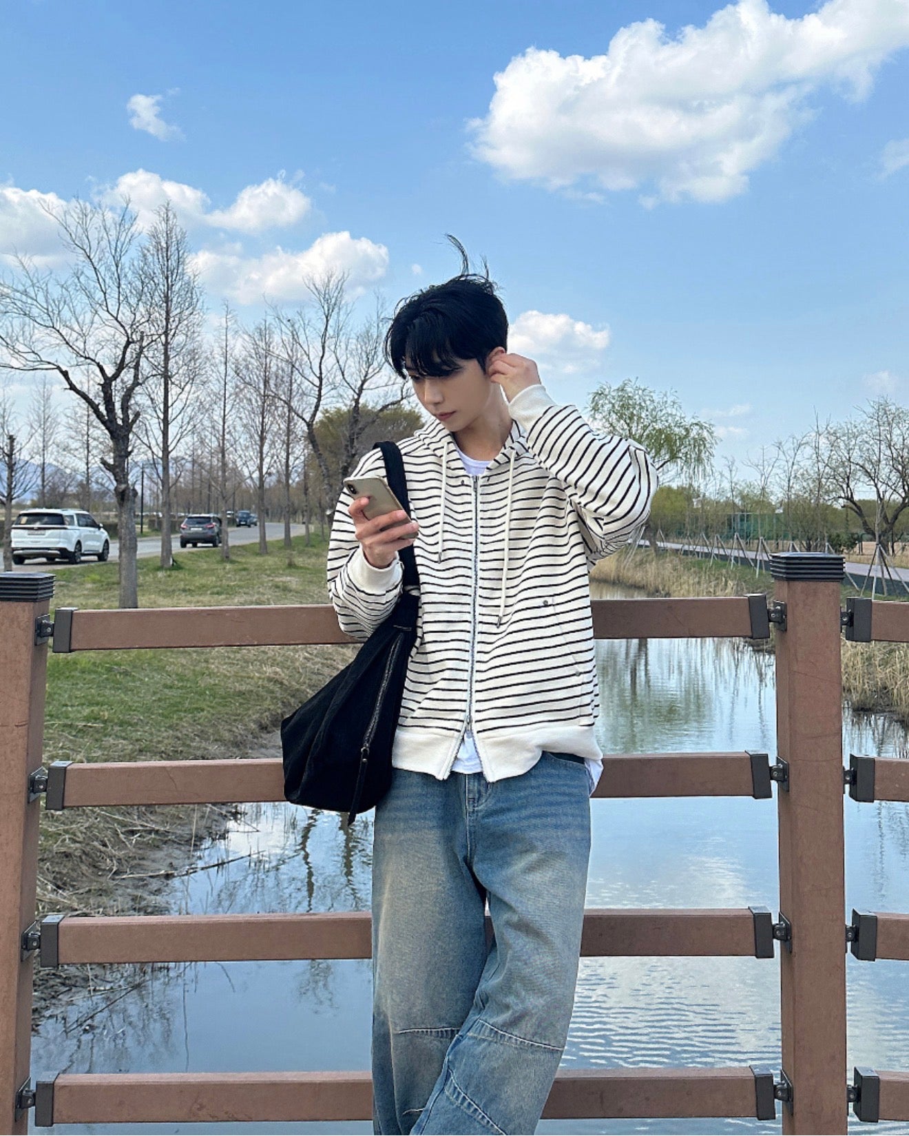 韓系簡約款✨條紋開胸衛衣｜2色入