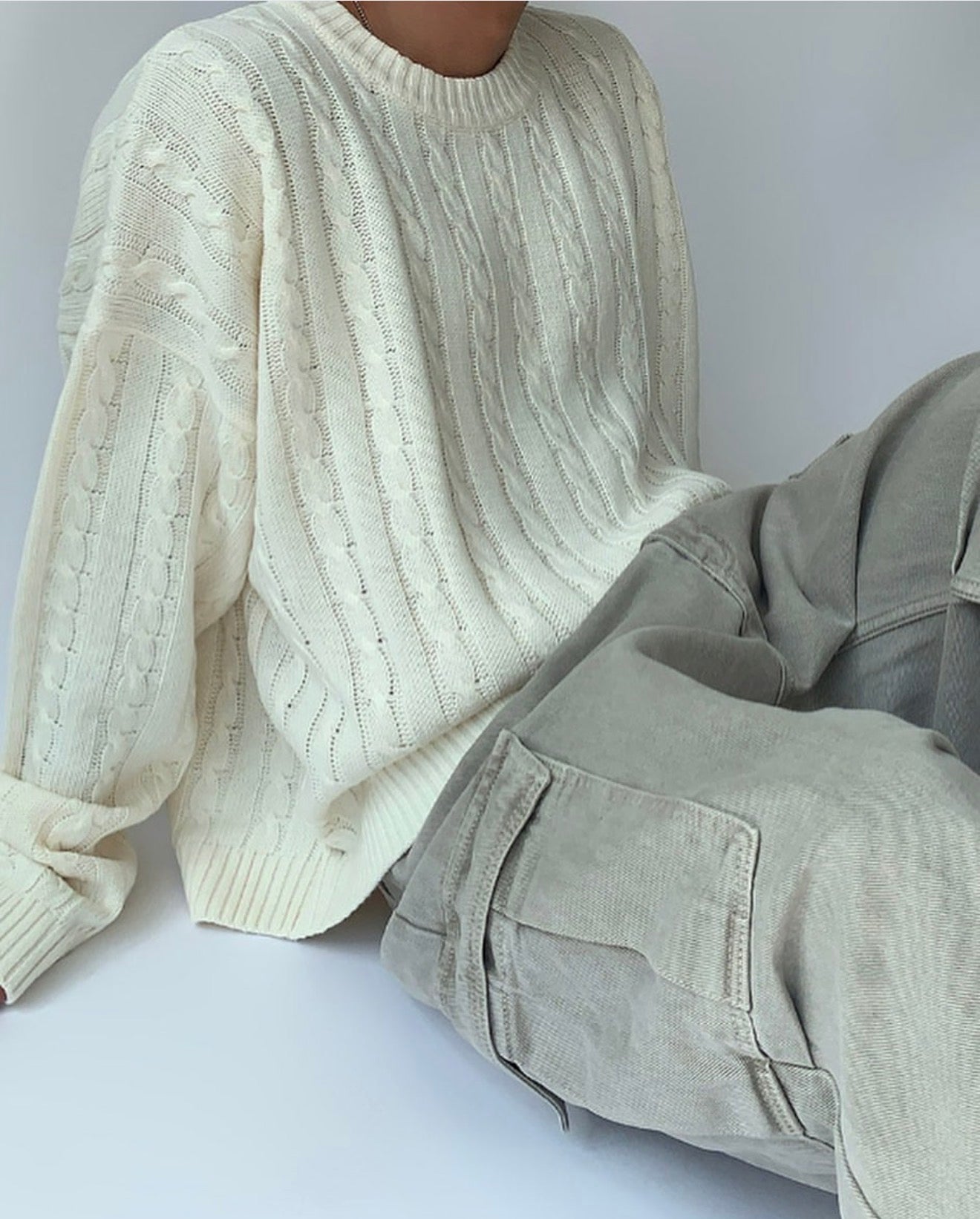 高品質! 純色麻花紋針織衫