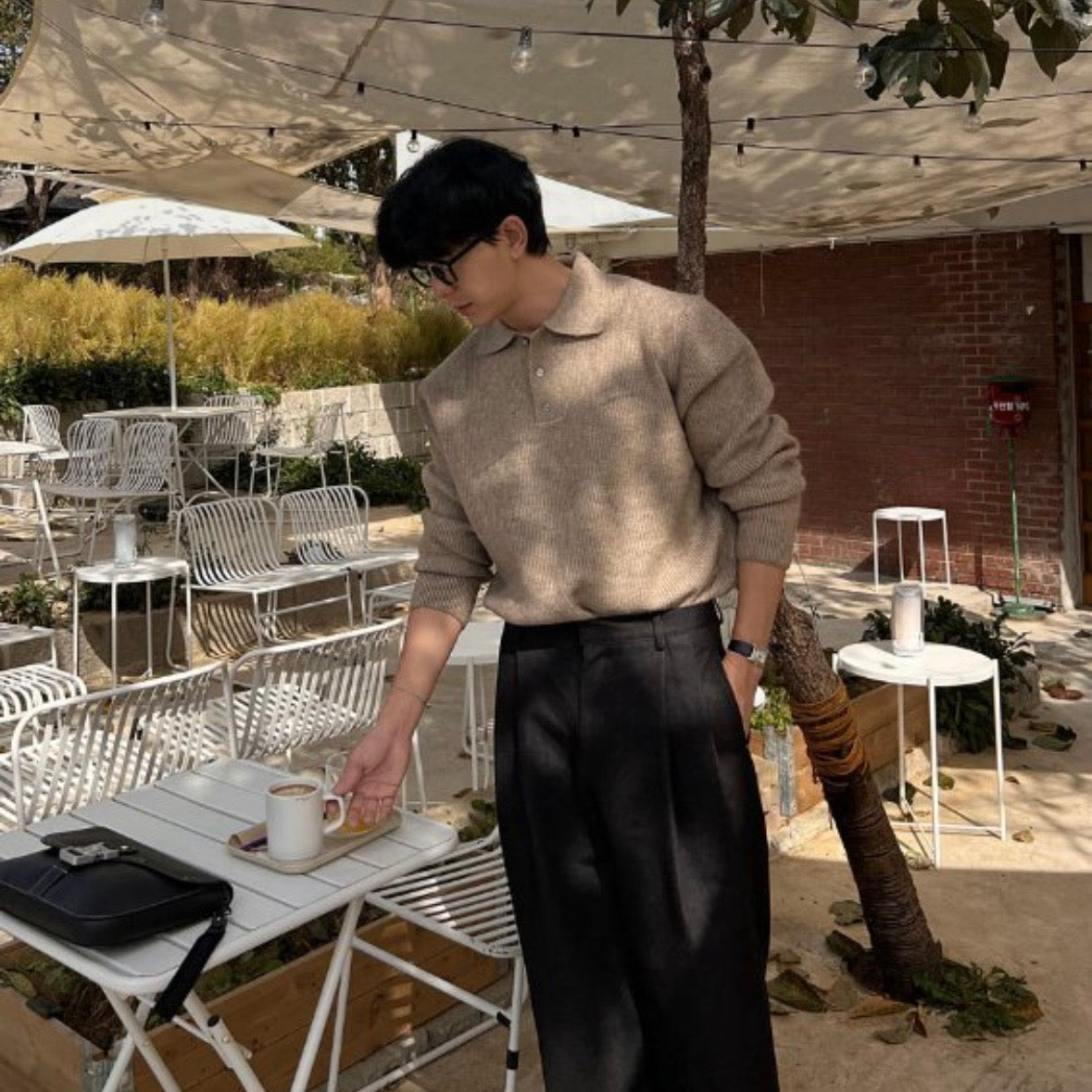 (休閑穩重感！)純色翻領POLO針織上衣｜9色入