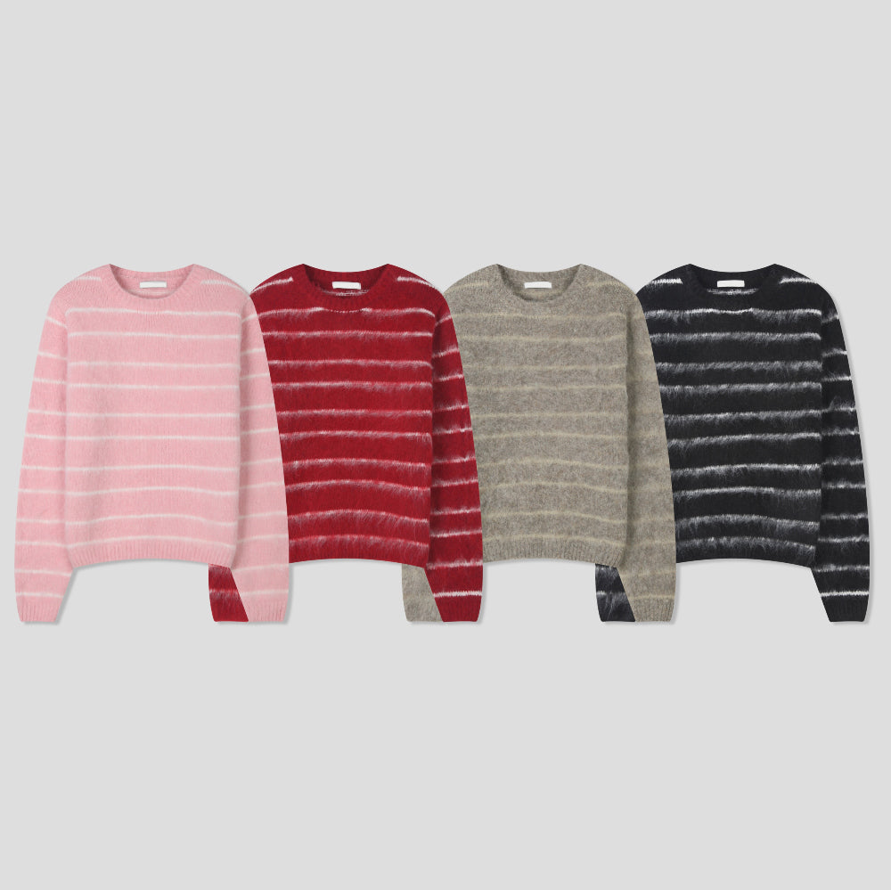 易襯款！馬海毛條紋針織衫｜4色入