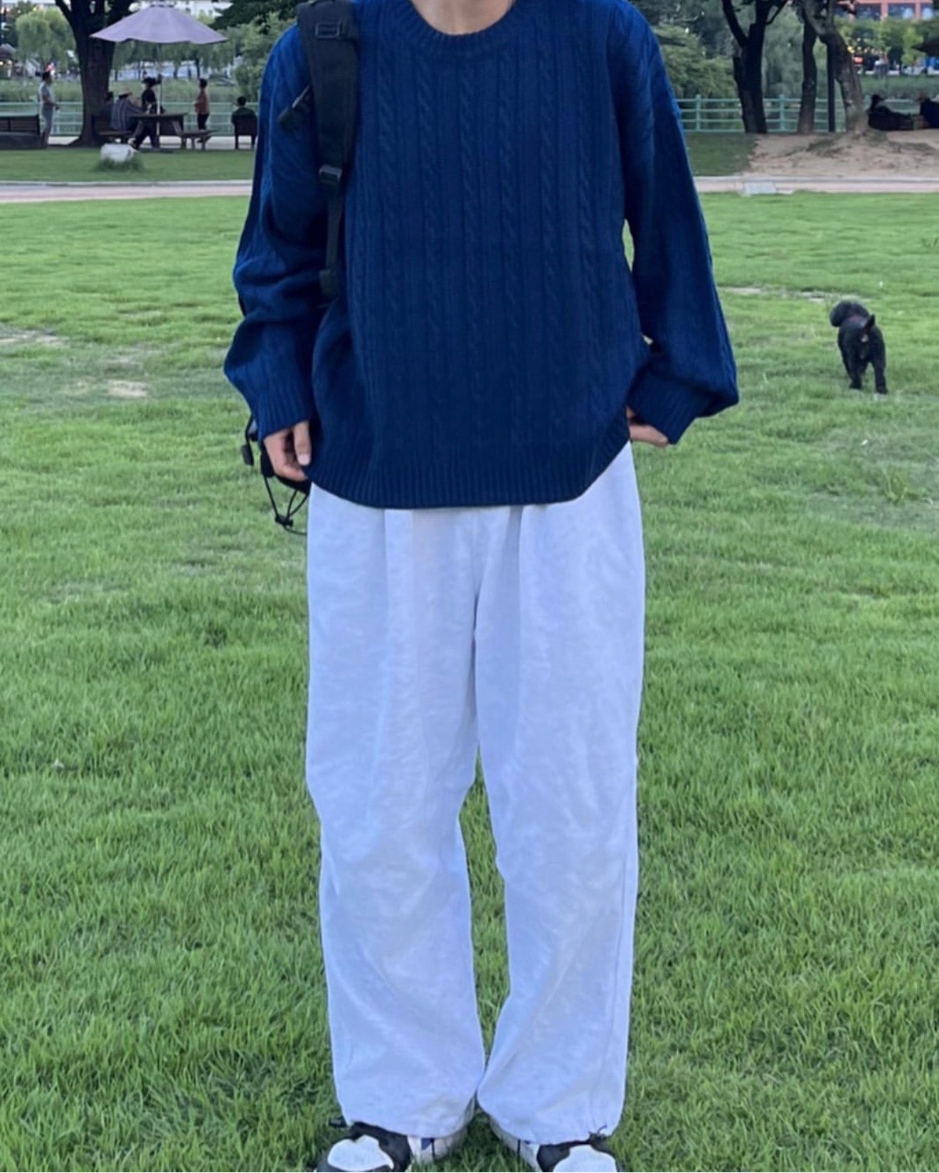 高品質! 純色麻花紋針織衫