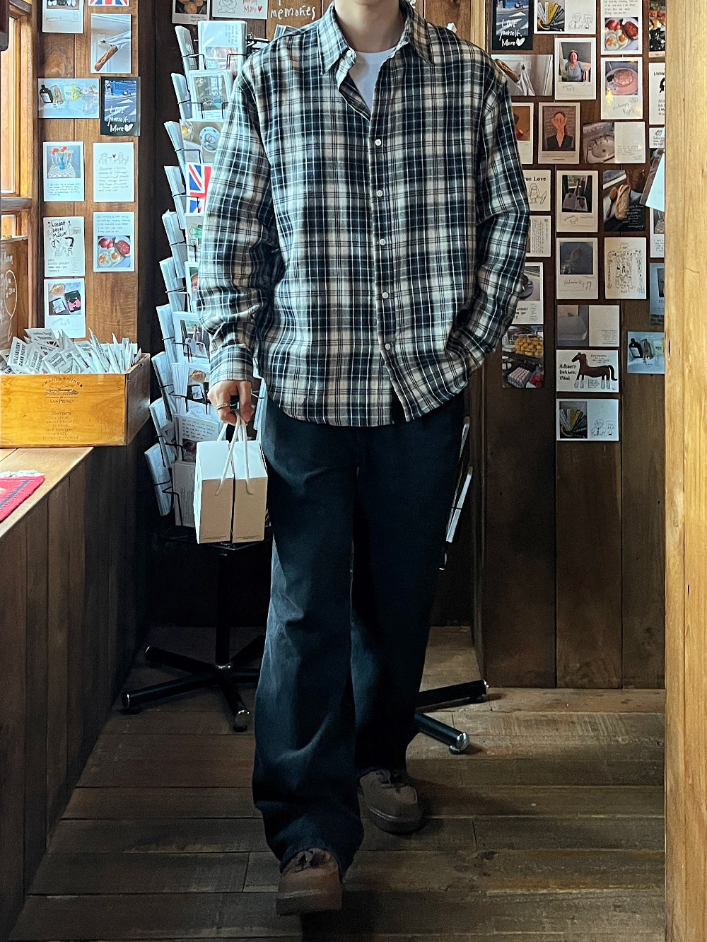 衣櫃必備跨季單品🌟韓系復古格仔恤衫｜3色入