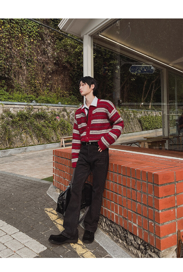 節日感Max！拼色橫間開胸針織外套｜2色入