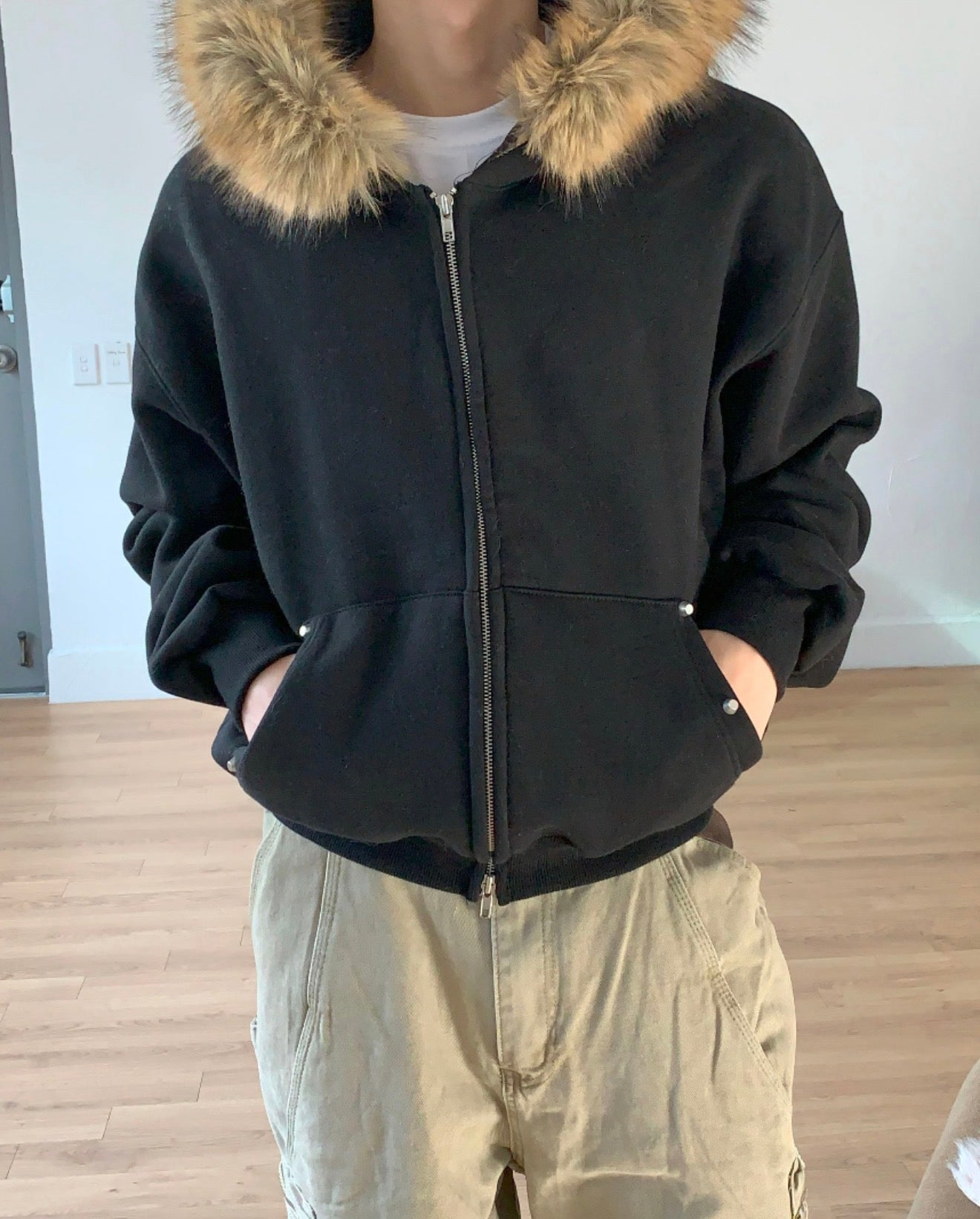 短款比例更好！重磅刷毛開胸衛衣｜2色入