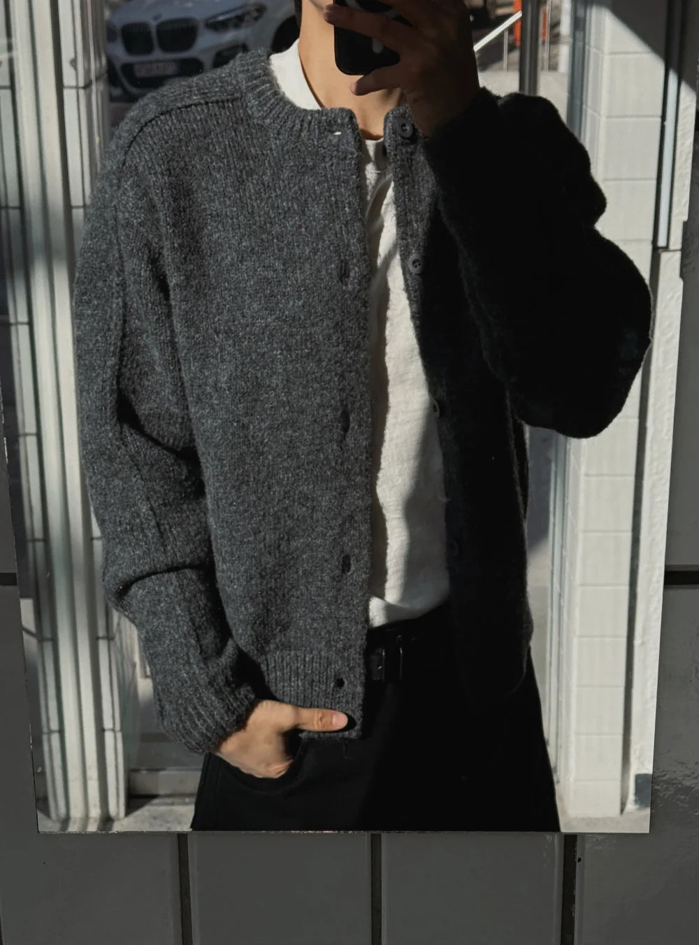 立體剪裁顯肩闊💪🏻圓領短款開胸針織衫｜6色入