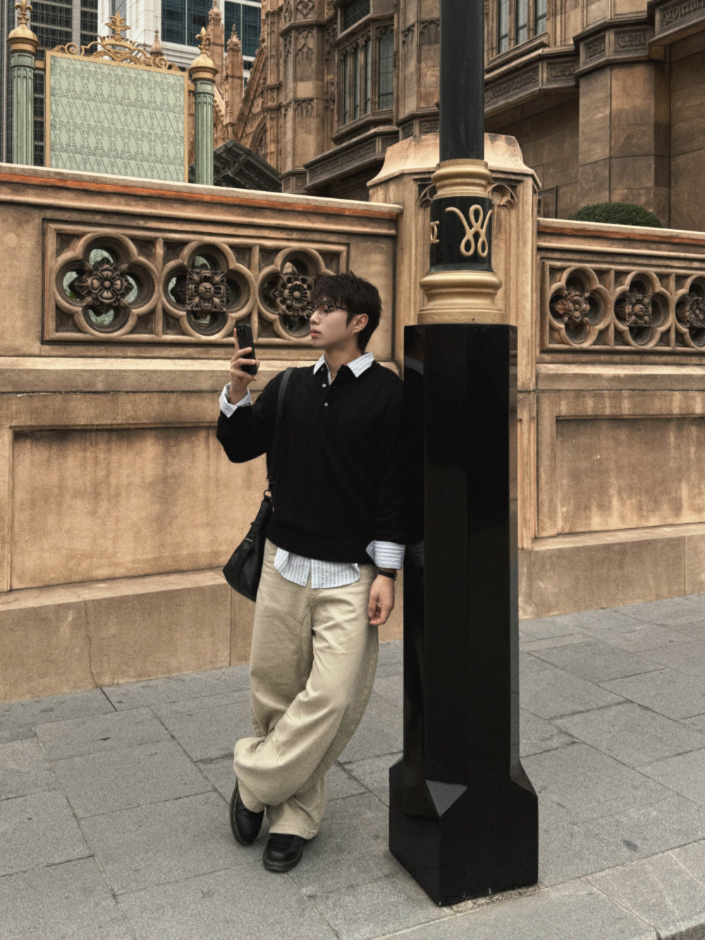 PREMIUM👑細麻花亨利領針織衫｜4色入