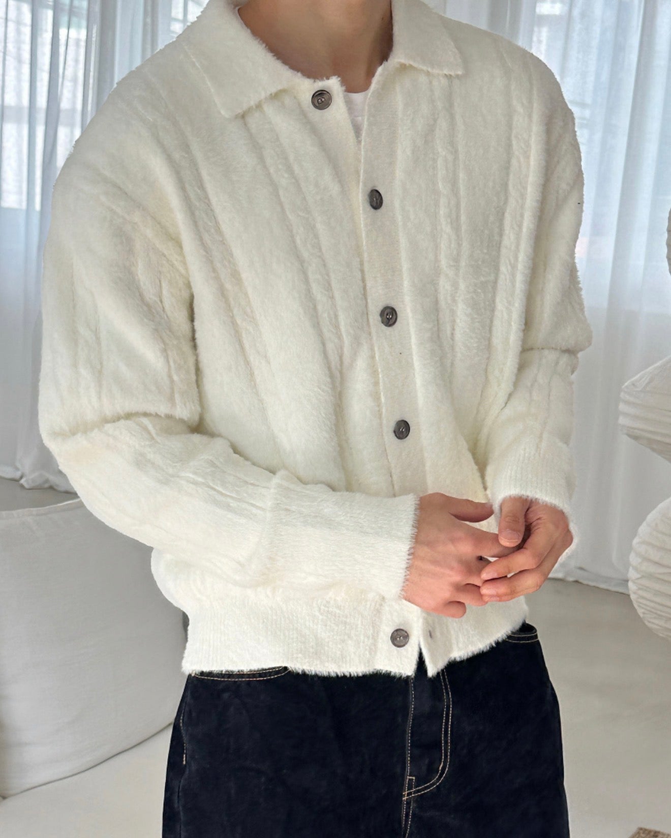 絨毛感🧶Angora山羊毛翻領麻花針織衫｜6色入