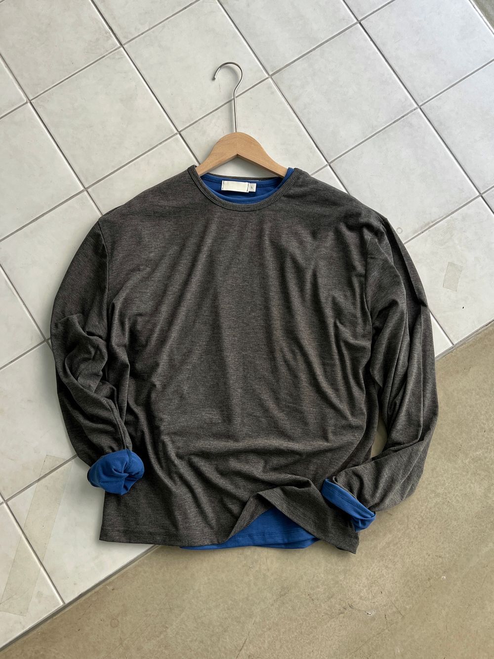 （1＋1）超親膚！韓製柔軟圓領長袖T恤｜9色入