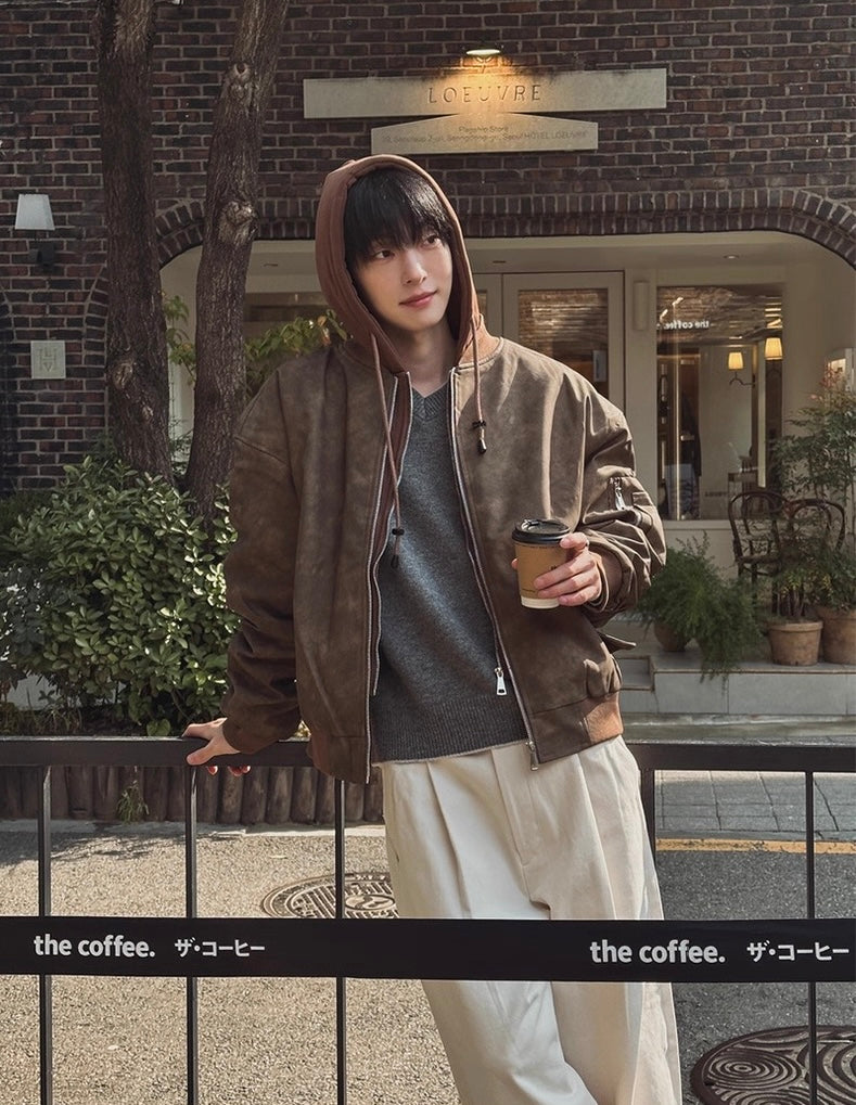 🔥店主推薦！型格假兩件連帽分層皮褸｜2色入