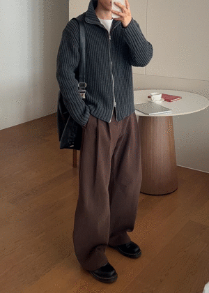 無負擔剪裁加分！韓系弧形雙褶休閒褲｜4色入