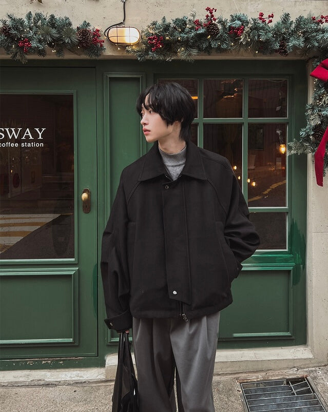 所有身高ok！男友風羊毛束腰短款外套｜2色入