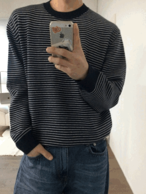 莫代爾圓領橫間針織衫｜3色入