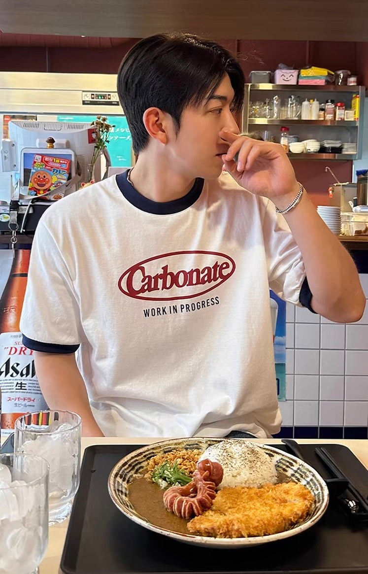 Carbonate復古純棉撞色短袖｜1色入