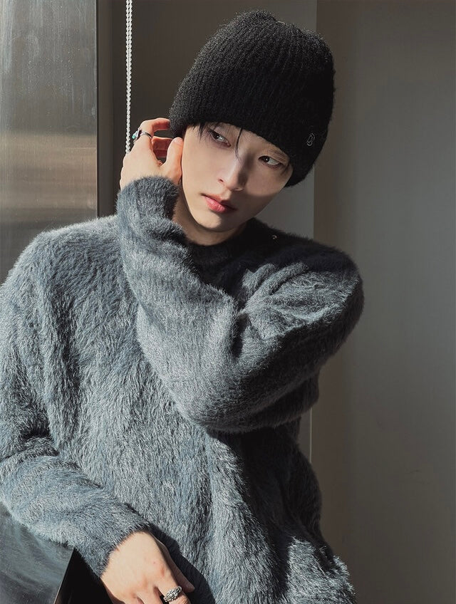 [質感升級!] 釘珠馬海毛圓領冷衫｜3色入